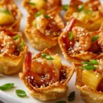 Ananas-Teriyaki-Wonton mit Garnelen