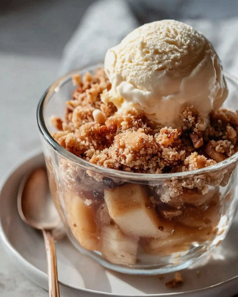 Bratapfel Crumble Rezept mit Vanilleeis – Ein Genuss!