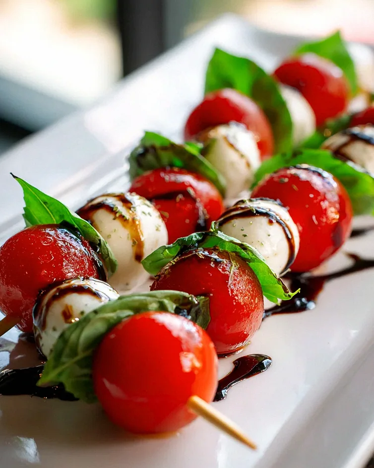 Caprese Spieße: Einfach & Lecker mit Balsamico Glasur!