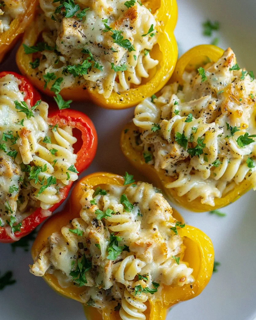 Cremige Cheddar-Havarti-Hühnchen-Pasta in Paprika – Schritt 1