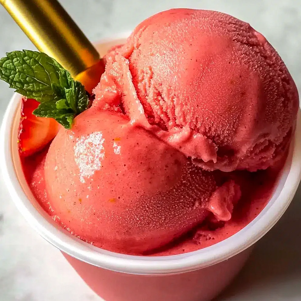 Erdbeer-Zitronen-Sorbet für heiße Sommertage
