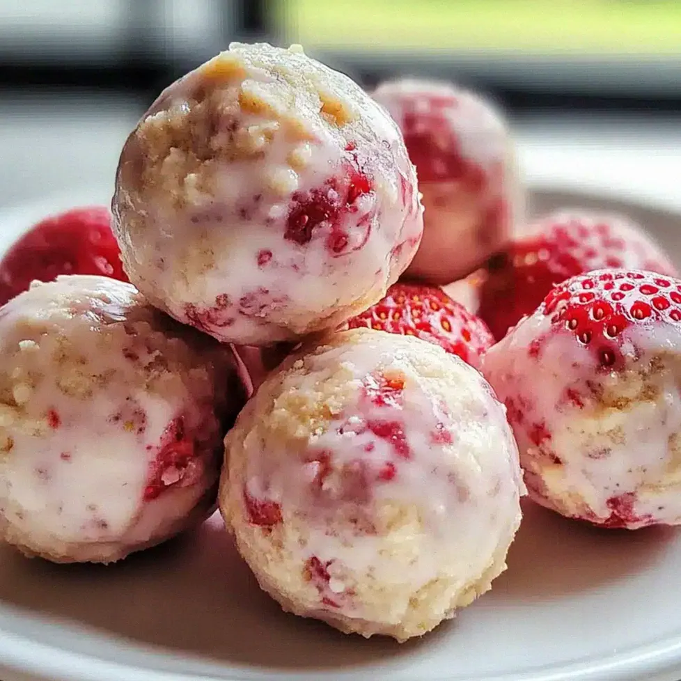 Erdbeerkäsekuchen: Gesunde Proteinbällchen zum Snacken – Schritt 1