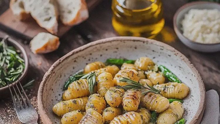 Grüner Spargel Rahmsauce Gnocchi schnell zubereiten