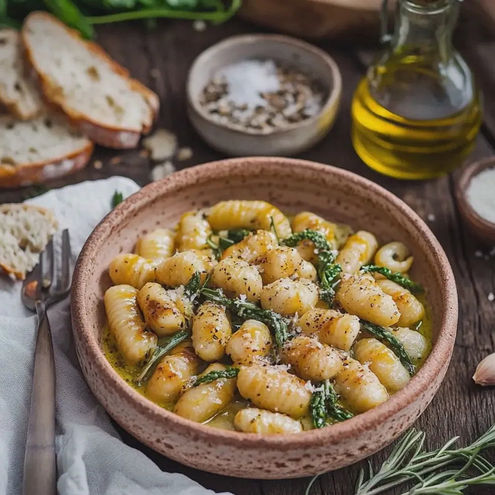 Grüner Spargel Rahmsauce Gnocchi schnell zubereiten – Schritt 1