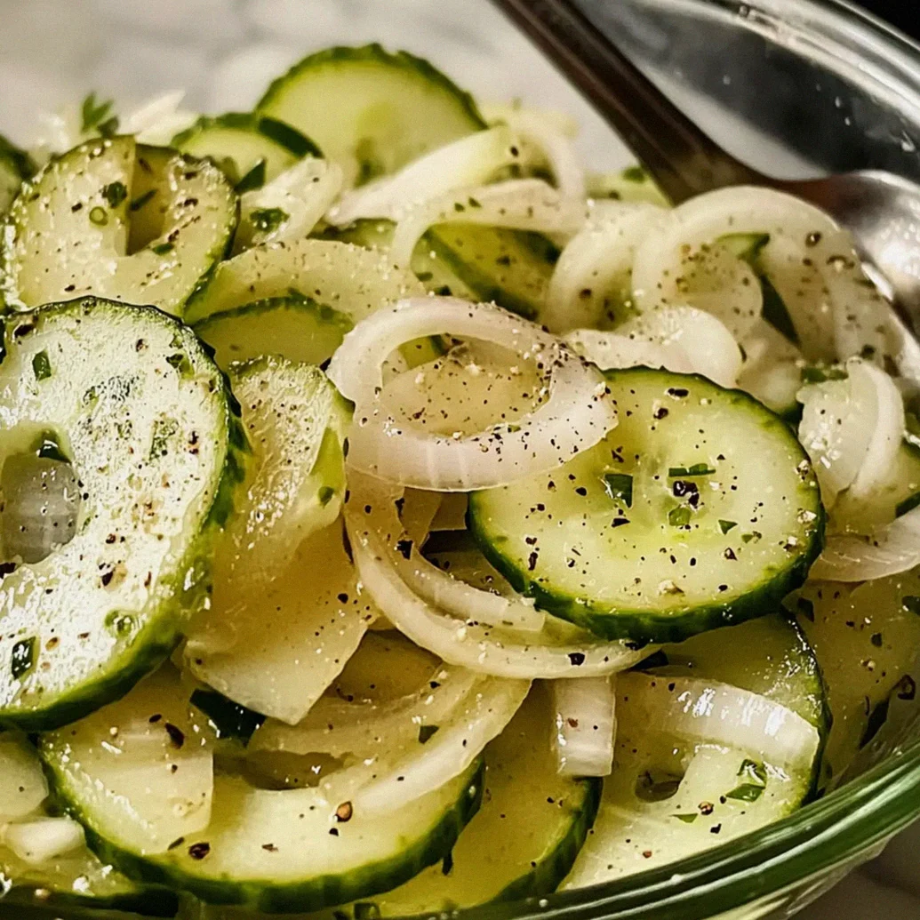 Gurken-Essig-Salat mit süßen Zwiebeln genießen