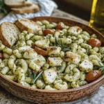 Hähnchen Makkaroni Salat Pesto