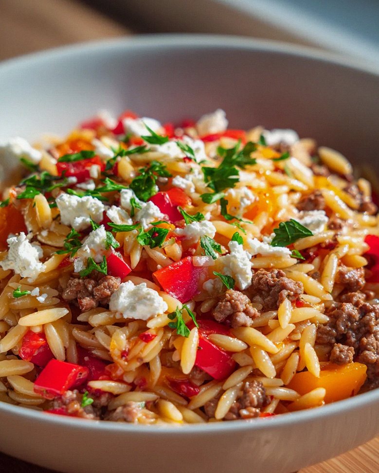 Kritharaki Hackfleischpfanne Mit Feta – Schnell & Lecker
