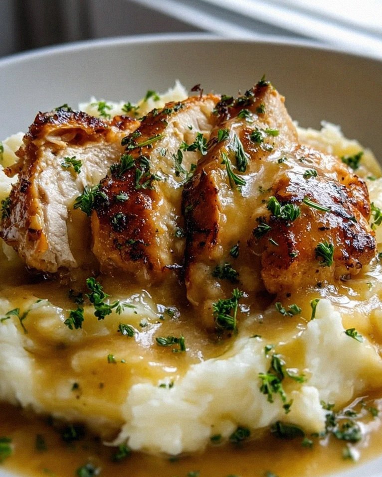 Leckere Hähnchen-Knoblauch-Soße mit cremigem Käsepüree – Schritt 2