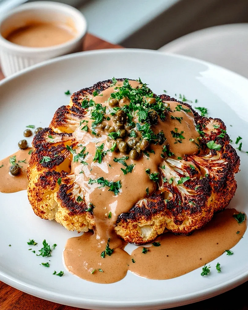 Leckeres Blumenkohlsteak mit pikanter Pfefferrahmsauce – Schritt 1