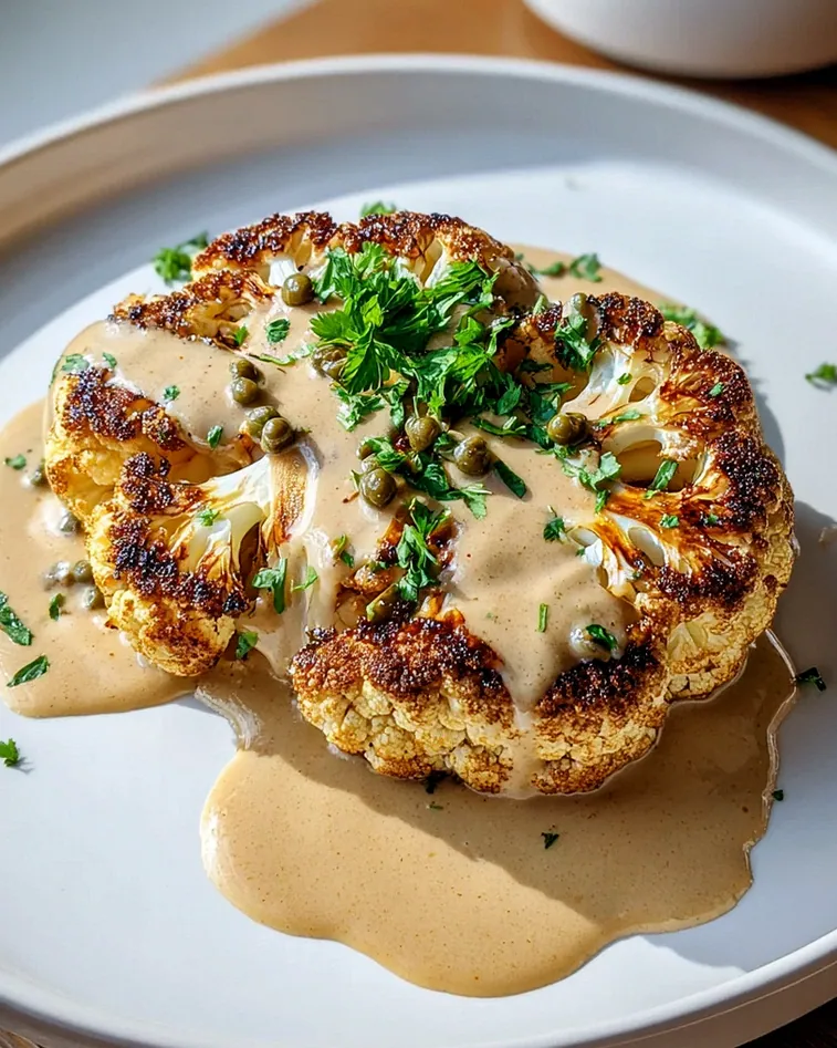 Leckeres Blumenkohlsteak mit pikanter Pfefferrahmsauce – Schritt 2