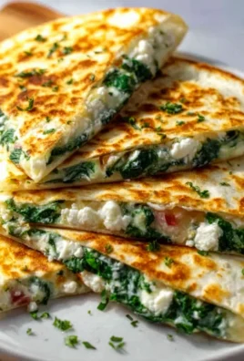 Mediterrane Quesadilla mit Spinat, Feta & Mozzarella