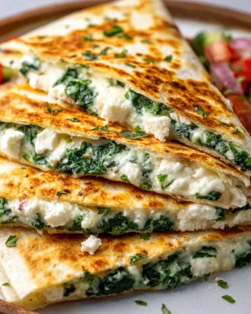 Mediterrane Quesadilla mit Spinat, Feta & Mozzarella – Schritt 2