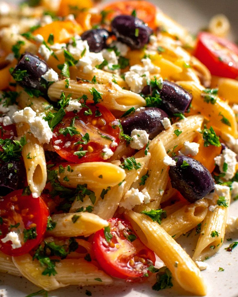 Mediterraner Nudelsalat: Feta, Oliven & Genuss pur!