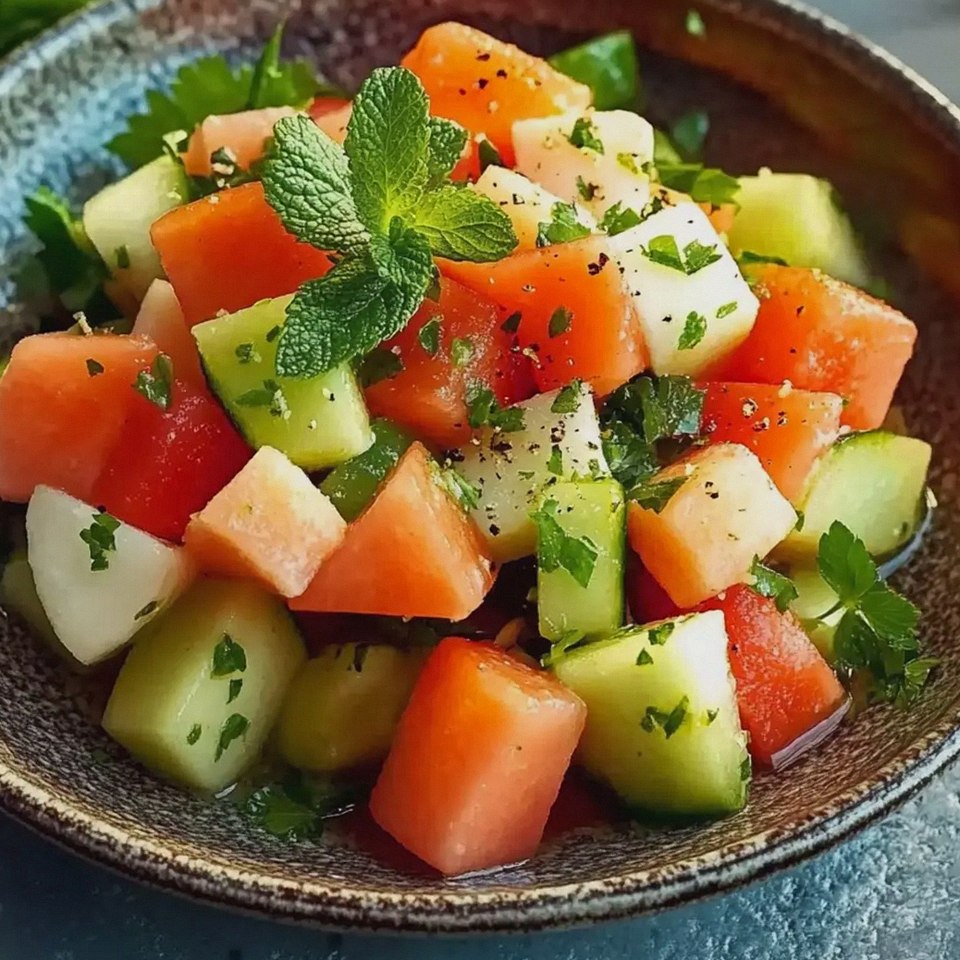 Melonen Salat mit Minze für erfrischende Sommertage