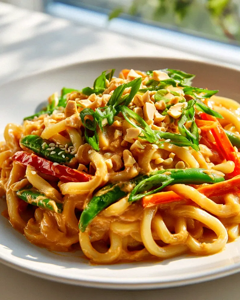 Mini Udon Nudeln mit Erdnusssauce und Gemüse – Meal Prep Rezept