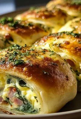 Perfekte Spinat-Rindfleisch-Putenschinken Frühstücks-Röllchen