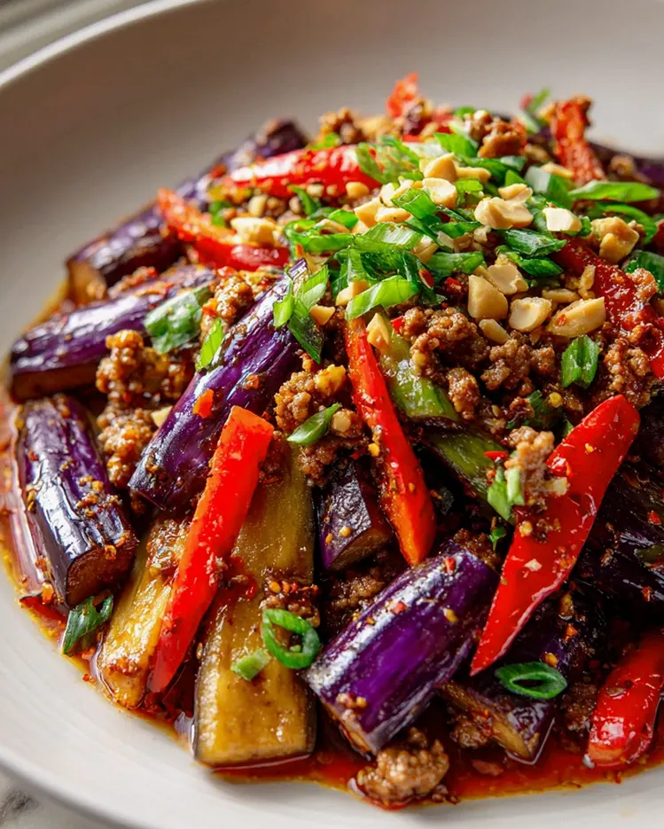 Scharfe Szechuan-Auberginen-Pfanne mit Rinderhackfleisch – Schritt 2