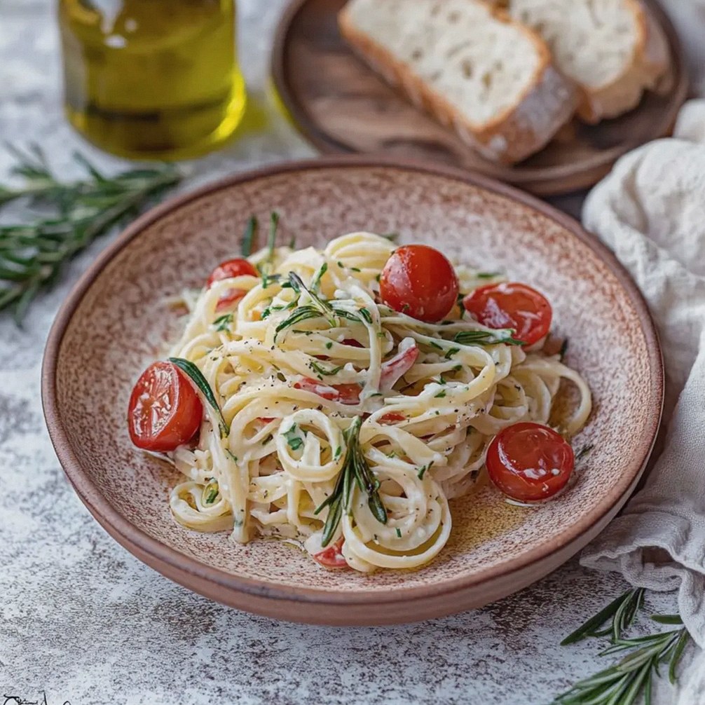 Zucchini-Spaghetti mit Frischkäsesoße Tomaten zubereiten